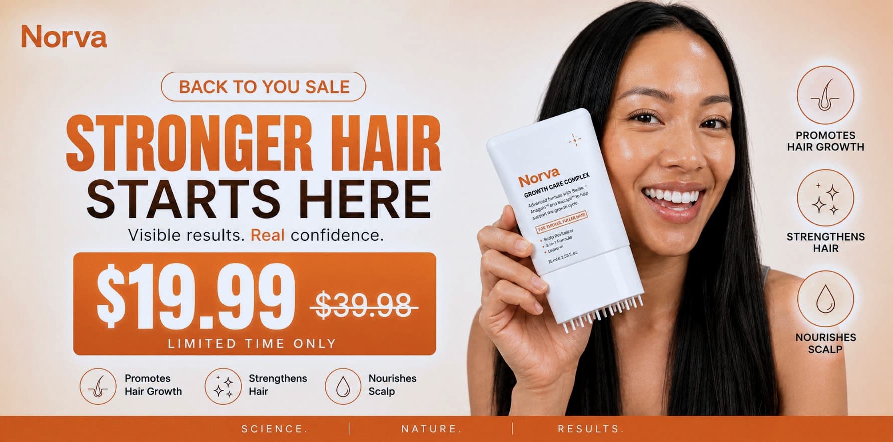 NORVAHAIR The Scalp Serum — both formulas, 100ml each, the cap of each one a brush